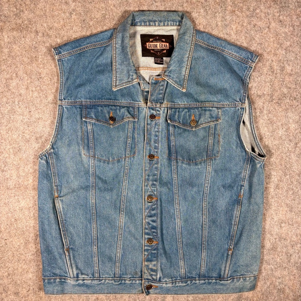 Guide Gear Denim Vest Mens 3XL Blue Cotton Button Front Workwear Outdoor Rugged